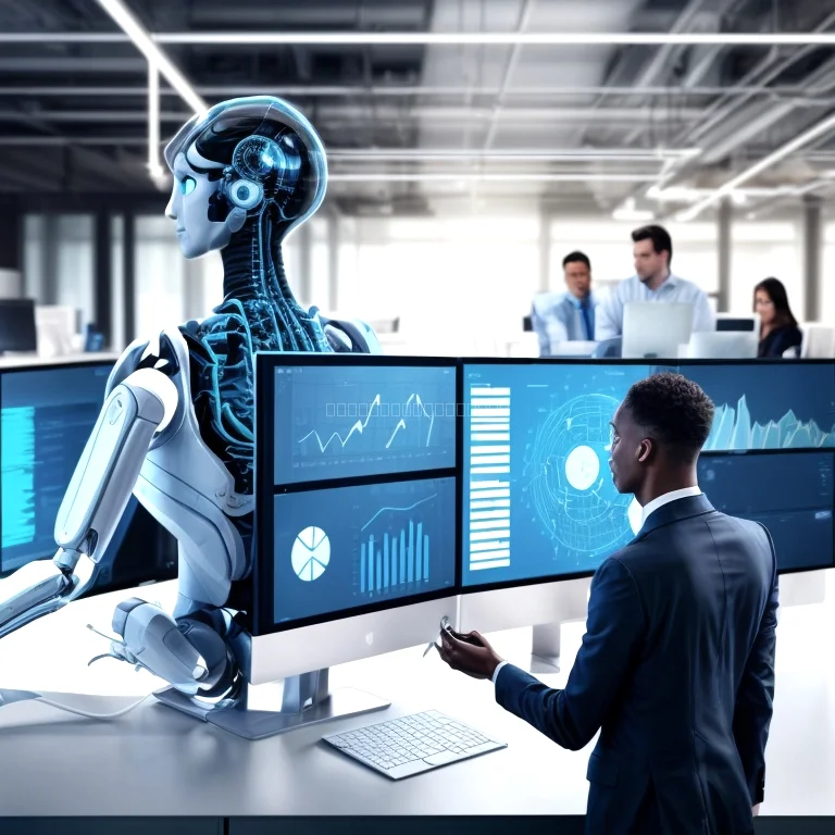 Representación gráfica de inteligencia artificial integrándose en negocio